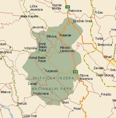 Mapka Nrodnho parku Plitvick jazer